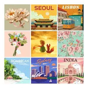 [크래프트빌]풍경 명화 DIY 그림그리기 캔버스 25x25cm 모음