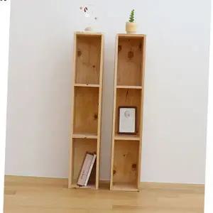 슬림형 원목 책장 피톤치드 조립식 틈새 삼나무 원목 책장 공간 가구 진열장 선반장 수납장 소품 선반