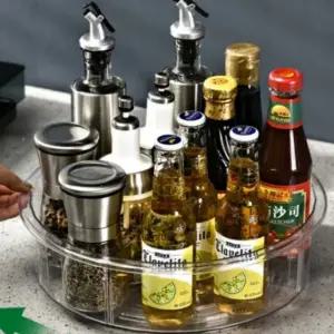 약통 보관함 겸용 회전형 칸막이 트레이 주방 화장대 냉장고 정리 실용적인 매일템