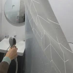 욕실 샤워 커튼 가림막 방수 헤링본 그레이 80x180