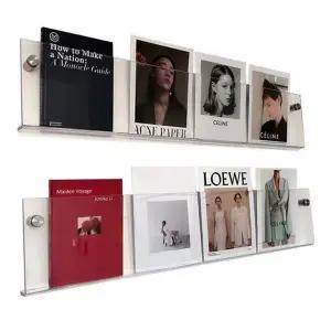 벽걸이 책꽂이 투명 수납 아크릴 벽걸이 책 선반 침실 진열대 매거진 책받침 서재 잡지 장식