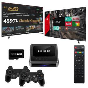 40 000개 이상의 게임을 제공하는 NeekTail 빈티지 게임 TV 슈퍼 콘솔 40개 에뮬레이터와 호환 Game Emuelec 4.5 / Android 9.0 듀얼 시스템 1080P BT5.0 지원(128GB(40000개 이상 게임)