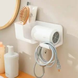 ( )무타공 드라이기 거치대 욕실수납선반 헤어 드라이어 홀더 고데기 수납형