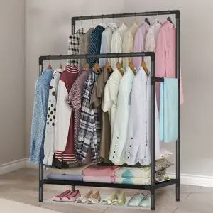 옷장 철제 더블 무타공 튼튼한 스탠드 옷걸이 행거 철제 드레스룸 옷거리 앵글 이동식 튼튼한 2단 행거