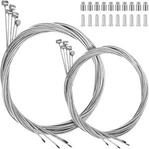 캡이 있는 10PCS 자전거 브레이크 케이블 키트(110cm*5 + 150cm*5) - 산악/도로/BMX 자전거용 범용 라인