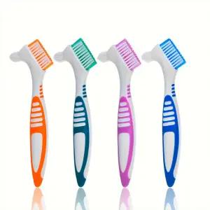 틀니 교정기 세척솔 의치 유지장치 전용 칫솔 틈새 세정 이중 브러쉬 인비절라인 교정기통 투명