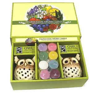 포시즌 부엉이 캔들 홀더 커플 세트 갈색아로마들 향초 기나는초 나는양초 캔초 들초 향들