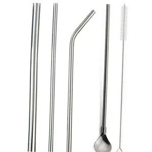 스테인리스 빨대 휴대용 일자형 재사용 스텐 빨대 커피 세척솔 티스푼