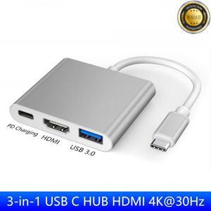 3IN 1 USB C 허브 TYPE-C-HDMI 어댑터 유형 연장 케이블 3.0 변환기 노트북 Macbook 용 HDMI 호환