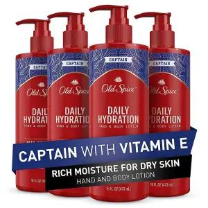 Old Spice Daily Hydration 핸드  바디 로션, 남성용, 비타민 E 포함, 473 ml (16 액량온스), 4 팩