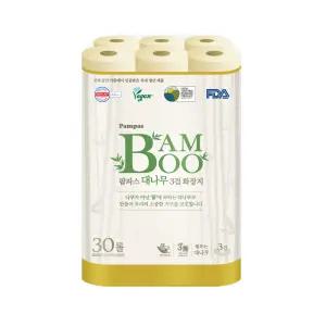 팜파스 뱀부화장지 두루마리휴지 3겹 27m 30롤 대나무화장지