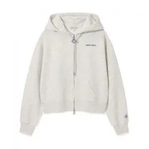 와키윌리 우먼스 타이포 로고 크롭 후드집업 오트밀 438506