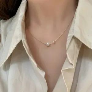 여자 데일리 미니멀 진주 포인트 골드 체인 목걸이
