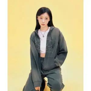 와키윌리 [지젤 ]우먼스 빅릴리 데님워싱 오버핏 후드집업 그레이 441304