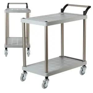 [하프클럽/셀러허브]플라스틱 PP 웨곤 2단 대 무소음바퀴 이동 수레