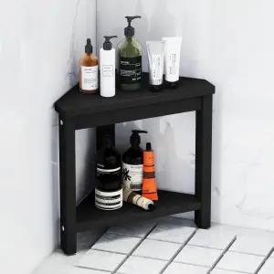 15인치 코너 샤워 스툴 면도 다리용 HDPE 방수 풋레스트 욕실용 작은 발 욕조 2단 검은색