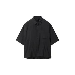 [커스텀멜로우](강남점) 오버사이즈 플리츠 하프 셔츠 CWSAM25315BKX