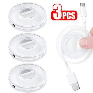 3개입 투명 충전 케이블 정리기 휴대용 정리 홀더 보관 케이스 리트랙터블 릴 박스 와인더