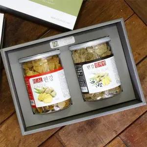 리얼 E8W7G3O6 편강 진저빈 선물세트 봉동 절편 생강 칩 과자