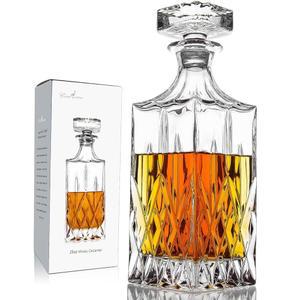 유리 마개가 있는 위스키 디캔터, 알코올용 25온스 주류 와인, 스카치, 브랜디 또는 버번 무연 크리스탈 디캔터