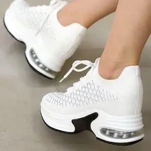 [하프클럽/더힐]더힐슈즈 니트 키높이 에어굽 여성여자 여름 슬립온 운동화