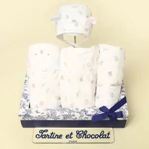 [롯데백화점]타티네쇼콜라 (임신출산선물4종세트)프렌리오셀배냇저고리+우주+속싸개+모자TNPMAG014W-204