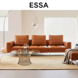 디에시즈 컴팩트 4인 베티버 천연 면피 소가죽 소파+스툴