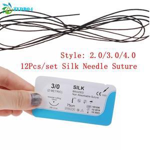 의대생 12개입 2.0/3.0/4.0 치과 수술용 바늘 실크 의료용 실 봉합술 실습 키트