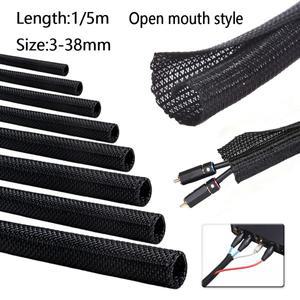 124pcs 1m5m 브레이드 케이블 슬리브 래핑 케이싱 데스크 PC TV 와이어 보호기 랩 커버