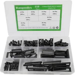 110Pcs 2.54mm 피치 DIP IC 소켓 유형 어댑터 세트 6 8 14 16 18 24 28 40 핀