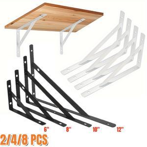 숨은선반브라켓 8PCS 블랙 화이트 스틸 헤비 듀티 브래킷 12인치 플로팅 삼각대 선반 90도 각도 장착 지지 브래킷