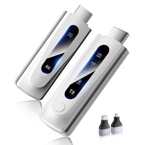 eAj 2025 업그레이드된 무선 HDMI 송신기 및 수신기 328FT/100M, LED 디스플레이, 4K 디코드 1080P@60Hz 울트라 HD 비디오 출력, PC / 프로젝터 / TV 박스에서 모니터링할 수 있는 5G+2.4G 플러그 앤 플레이