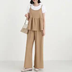 탸이 링클 셔링 뷔스티에 + 와이드 팬츠 세트_BDOP351