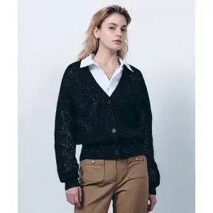 LUCKY BRAND 스팽글 크로쉐 가디건 블랙 2075758