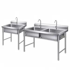 업소용 싱크대 야외 주방 보조 조리대 세면기 2구 싱크대 간이 세척