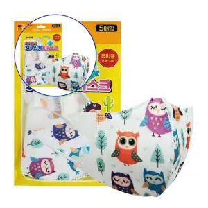 쌍문상회 지금 필요한 키즈마스크 아이천국 3D 입체 5매입 유아용 부엉이