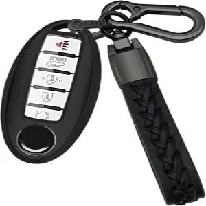 체인이 있는 닛산 키 포브 커버 케이스 알티마 로그 맥시마 패스파인더 등 3/4/5 버튼 리모컨 스마트