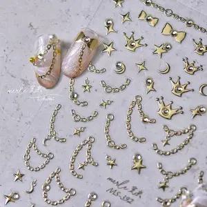 네일아트 붙이는 네일체인 메탈체인 엠보스티커 2종