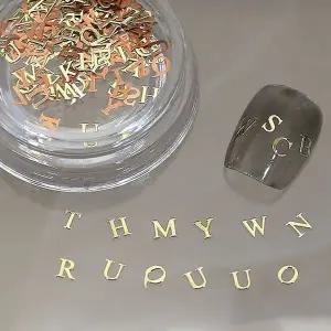 네일아트 메탈 이니셜 레터링 네일 알파벳 글리터 3종