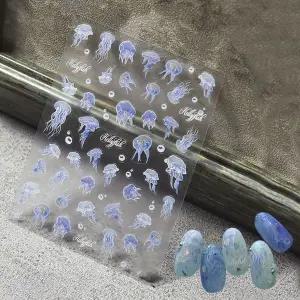 네일아트 쿨썸머 푸른바다 젤리피쉬 해파리 스티커