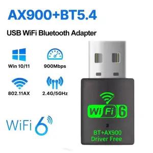 AX900 Wifi 6 미니 USB 2.0 동글 네트워크 카드 BT 5.4 Win 10/11 PC 듀얼 밴드 2.4G/5Ghz 용 2in1 송신기