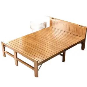 접이식 나무 침대 0.8m 매트리스+면베개(양면) 대나무 프레임 폭 평상 휴식