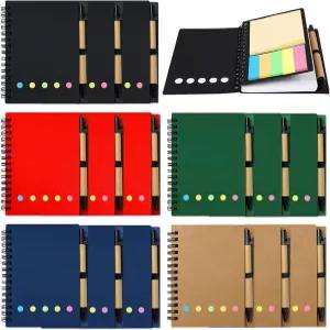 15팩 나선형 노트북 및 펜 세트 스티커 메모가 있는 안감 작은 포켓 스테노 패드 비즈니스 오피스 학용품용
