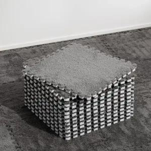 12개의 플러시 연동 카펫 타일 용 무독성 덥수룩한 폼 미끄럼 방지 바닥 보육실 놀이방 회색용 EVA