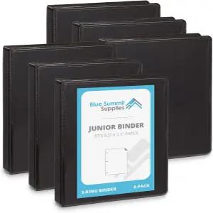 블루 서밋 용품 미니 3링 바인더 주니어 1인치 소형 스몰 사이즈 적합 5 1/2 x 8 용지 플레이빌 또는