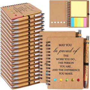 20팩 영감을 주는 나선형 노트북 직원 감사 선물 스티커 메모 펜 간호사 교사 팀 위한 패드 동료 자원봉사