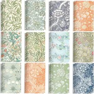 24피스 윌리엄 모리스 플로럴 메모장 미니 빈티지 노트 작은 포켓 저널 부드러운 커버 여행 일지용 12가지