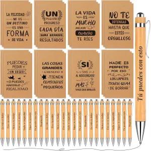 Iofer super 48Pcs 스페인 직원 감사 선물 영감 대량 동료 노트 메모장 미니 저널 팀 사무실용 볼펜 포함