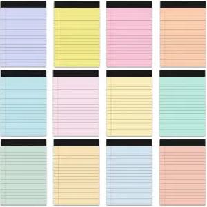 12 PCS 4인치 x 6인치 소형 리걸 패드 칼리지 판결 미니 80 GSM 파스텔 컬러 메모 메모장 30장 및 스크래치