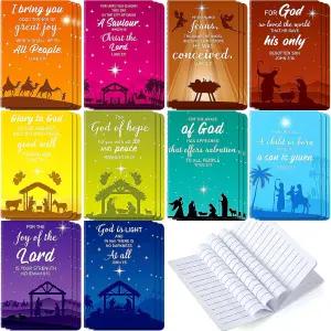 텐서 30개 미니 크리스마스 메모장 성탄절 테마 크리스천 선물 스터퍼 노트 성경 구절 사무용품 파티를